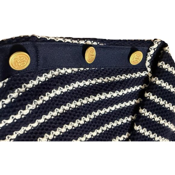Talbots Navy & White Striped Knit Button‑Shoulder Dress  L – Nautical, French Ch - Picture 4 of 6